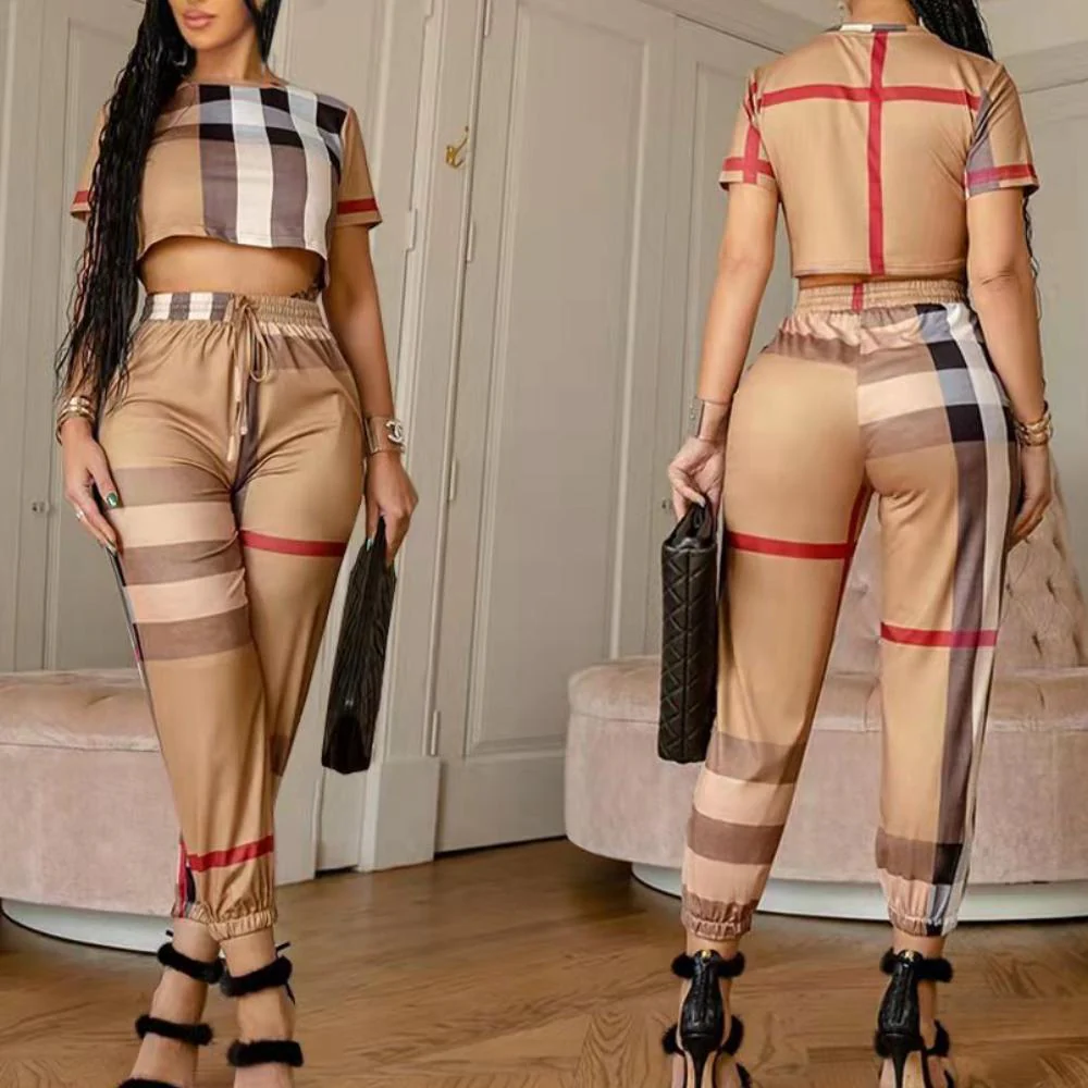 New High Quality Small Fresh Suit Stripes Elegant Casual Two-piece 1024060512