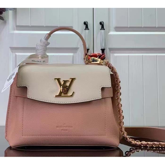 Louis Vuitton LV Women Lockme Ever Mini Handbag Rose Quartz Trianon Grained Calf Leather