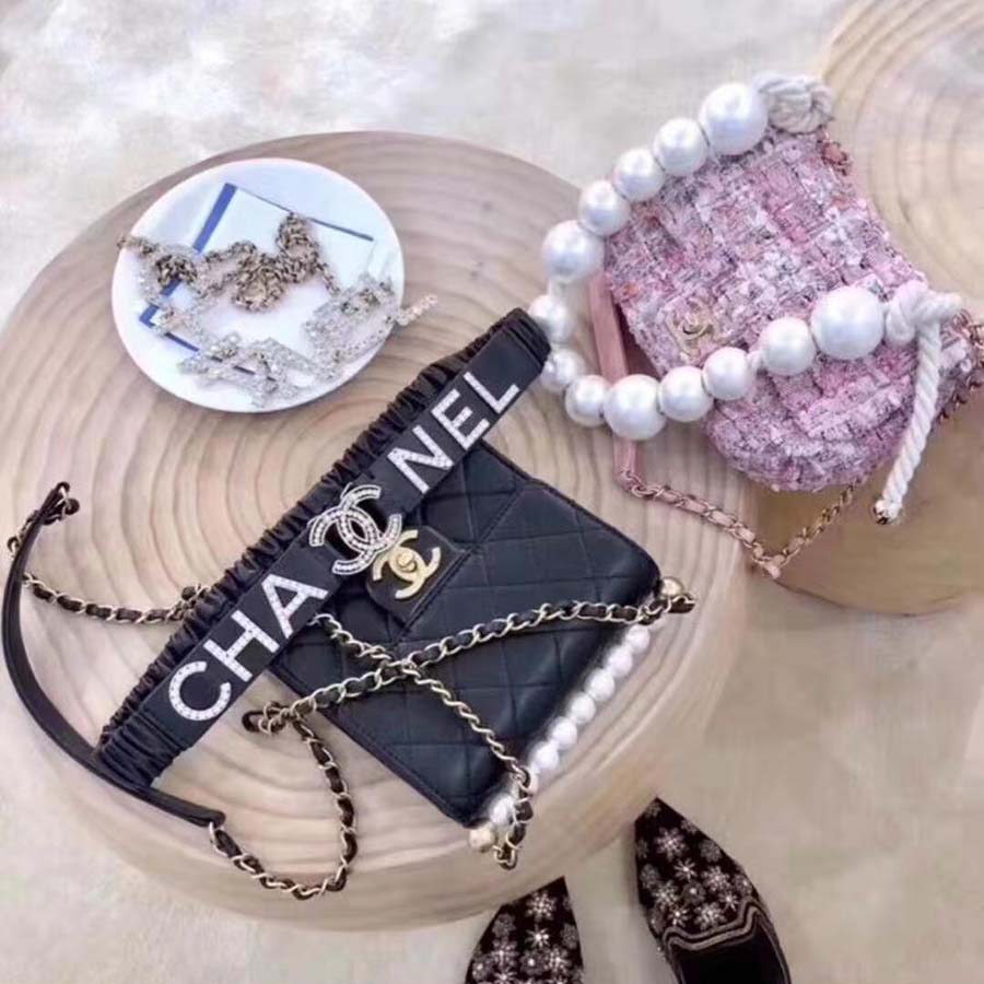 Chanel Women Goatskin & Gold-Tone Metal Belt-Black