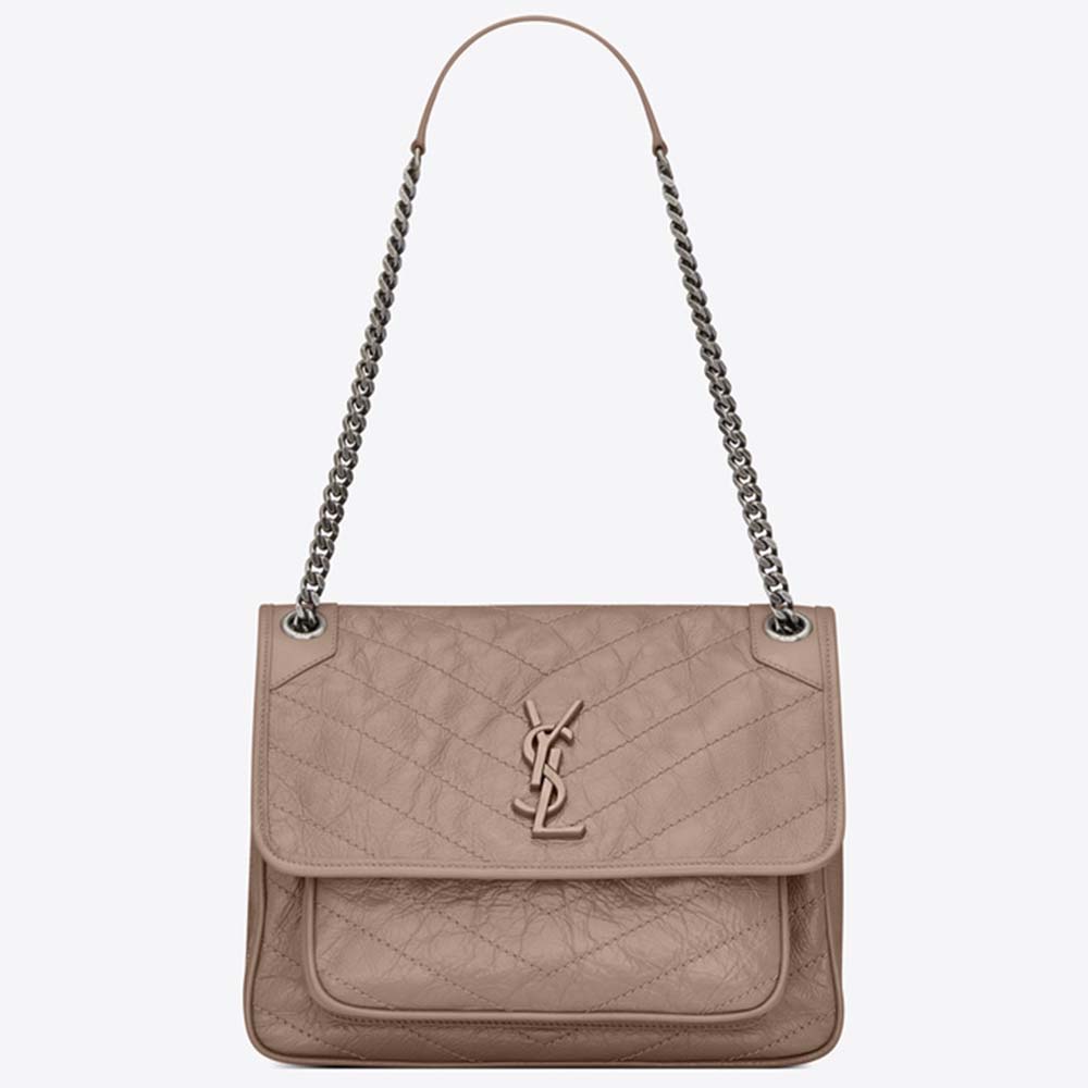 Saint Laurent YSL Women Medium Niki Bag Crinkled Vintage-Sandy