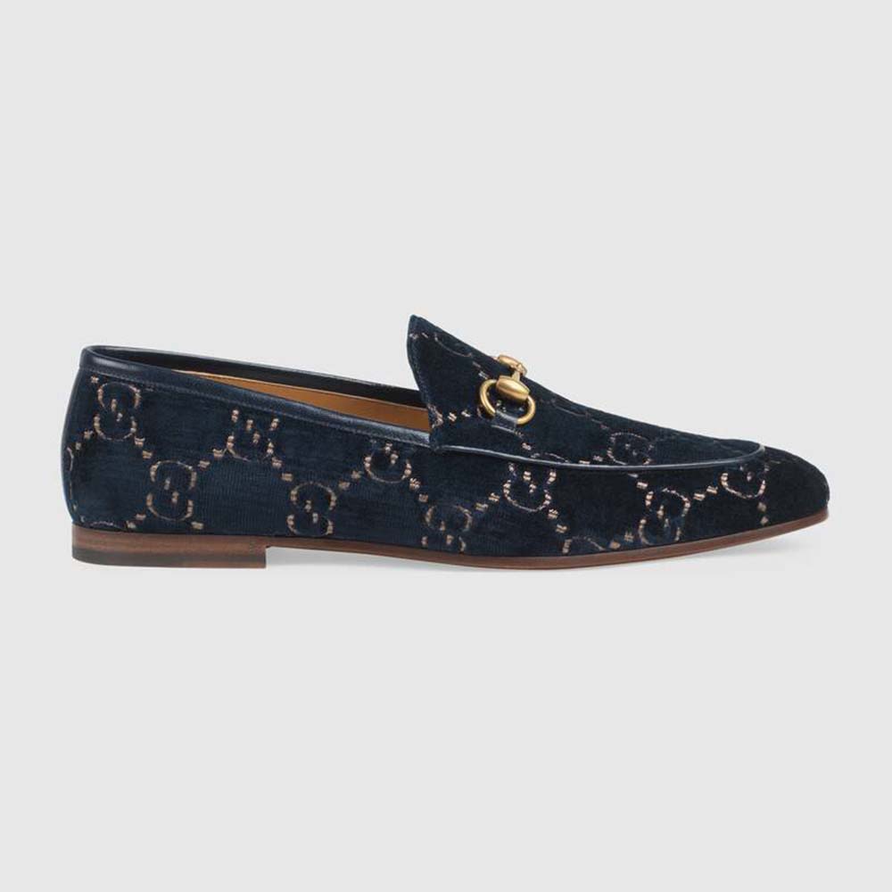 Gucci Men’s Gucci Jordaan GG Velvet Loafer 1.3 cm Heel-Navy