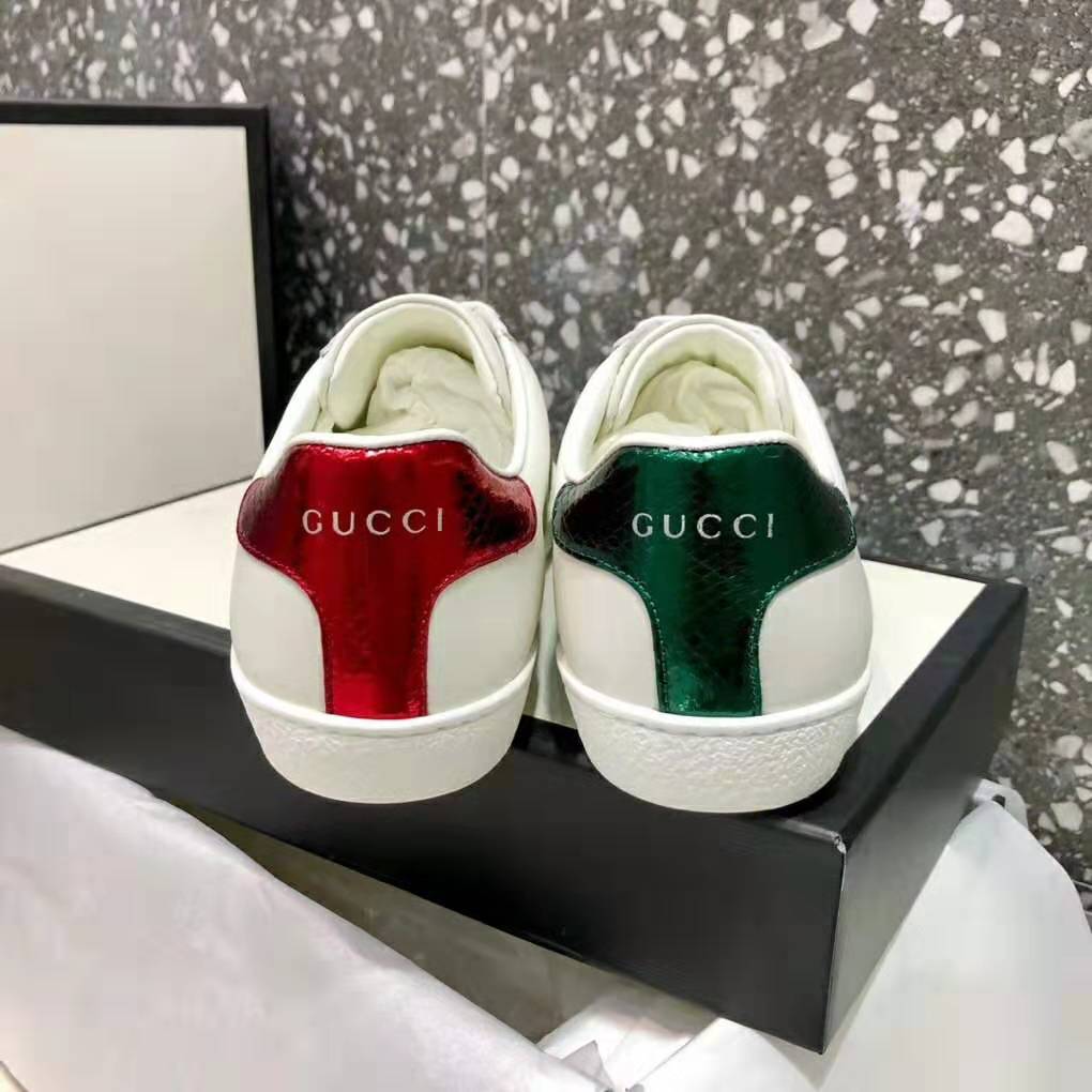 Gucci Men Ace Embroidered Sneaker with An Embroidered Kingsnake-White