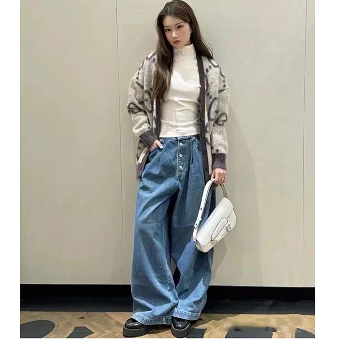 Gucci Women Reversible GG Mohair Cardigan Wool V-Neck Front Pockets