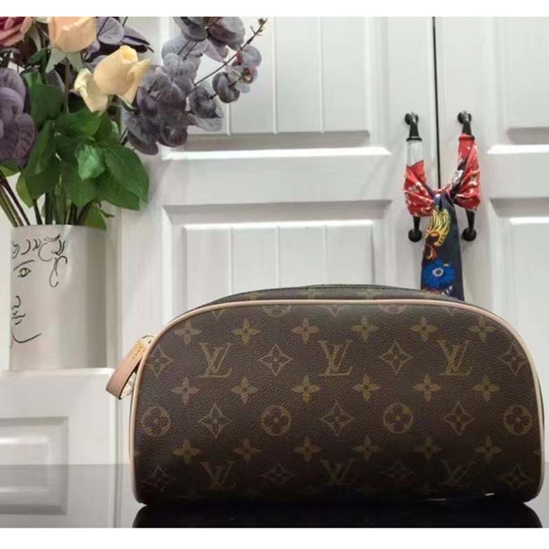 Louis Vuitton LV Unisex Dopp Kit Toilet Pouch Brown Monogram Coated Canvas