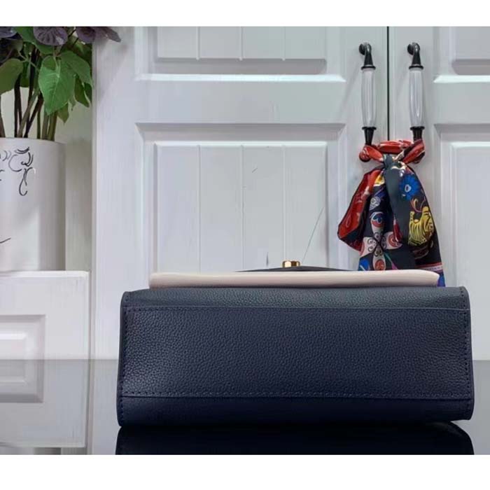 Louis Vuitton LV Women Mylockme Chain Bag Navy Blue Grained Calf Leather