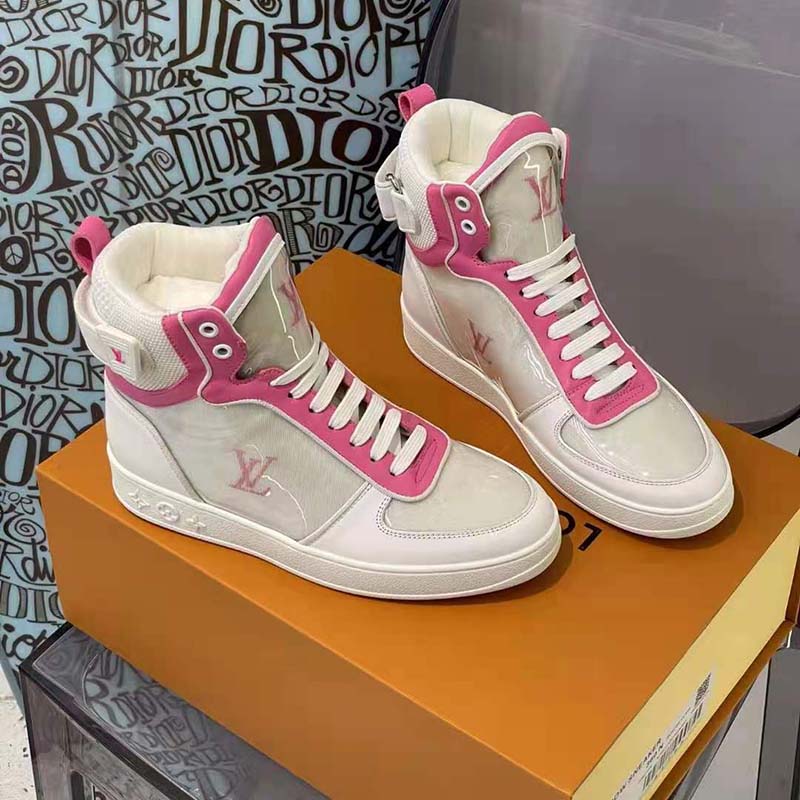 Louis Vuitton LV Unisex Boombox Sneaker Boot Fuchsia Mix of Materials Rubber Outsole