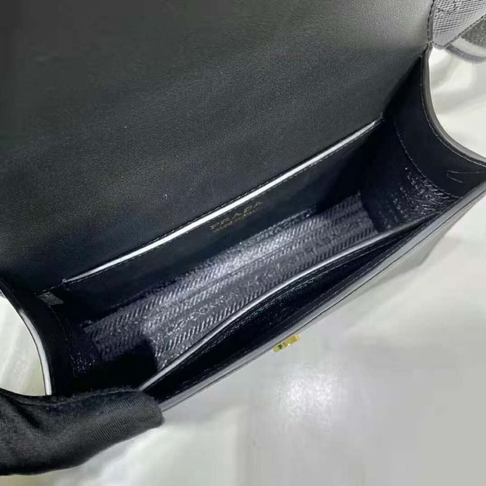 Prada Women Monochrome Saffiano and Leather Bag-Black