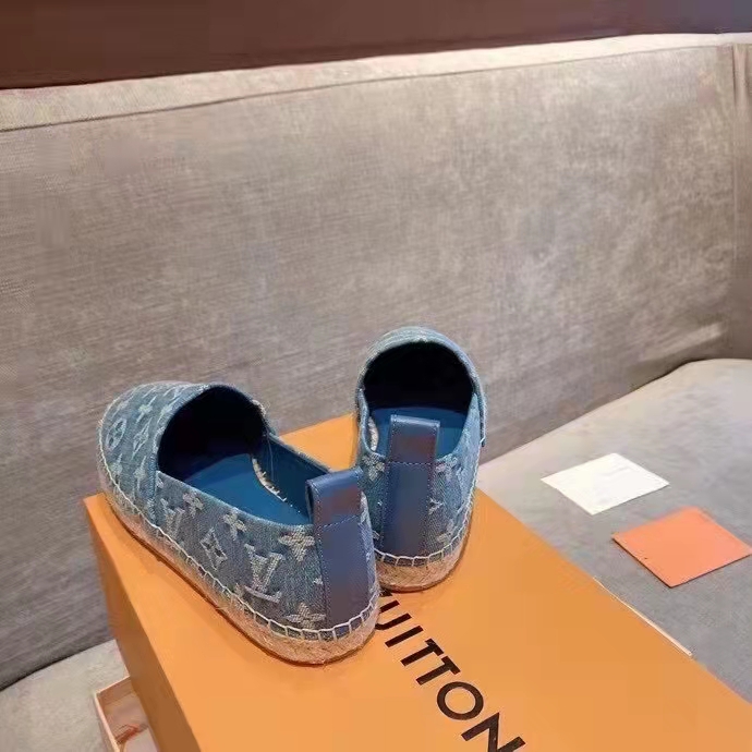 Louis Vuitton Unisex Starboard Flat Espadrille Monogram Denim Calf Leather Denim Blue