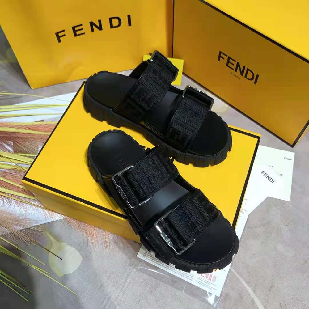 Fendi Women Sandals Black Fabric Sandals