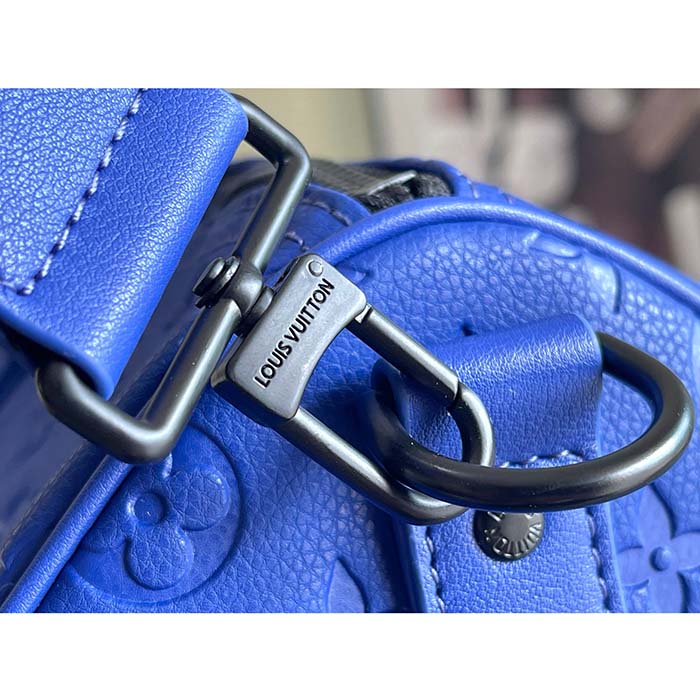Louis Vuitton LV Unisex Keepall Bandoulière 50 Racing Blue Embossed Taurillon Monogram Cowhide Leather