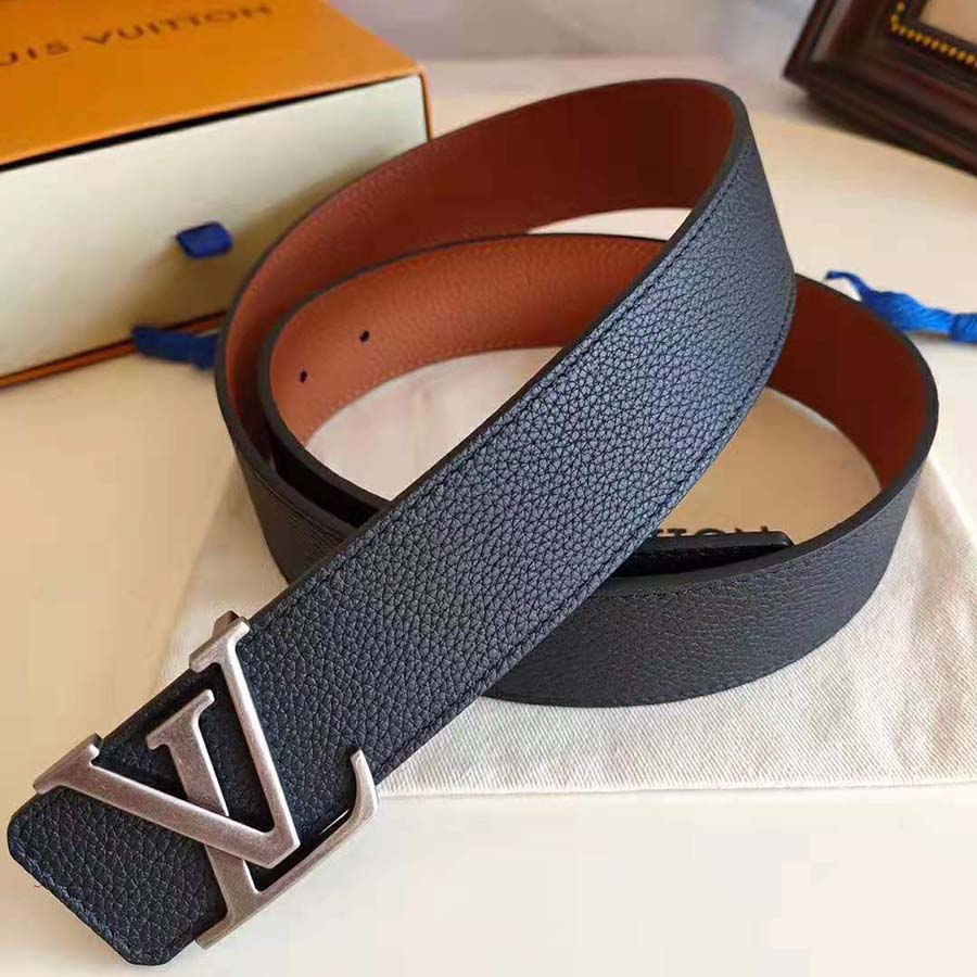 Louis Vuitton LV Unisex LV Pyramide 40mm Leather Belt-Black