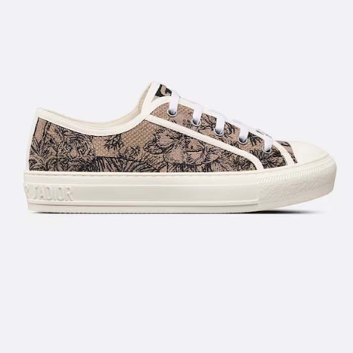 Dior CD Unisex Walk’n’Dior Sneaker Beige Black Embroidered Cotton Toile De Jouy Voyage