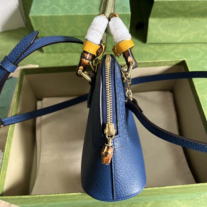 Gucci GG Women Gucci Diana Mini Tote Bag Blue Leather Double G