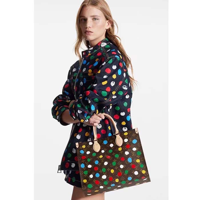 Louis Vuitton LV Women LV x YK OnTheGo MM​ Monogram Coated Canvas 3D Painted Dots Print
