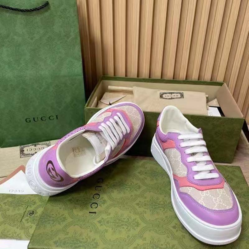 Gucci Unisex Sneaker White Beige GG Supreme Canvas Printed Interlocking G