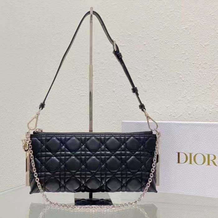 Dior Women CD Dior Club Bag Black Cannage Lambskin
