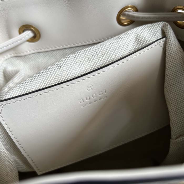 Gucci Unisex GG Bamboo Small Backpack White Leather Bamboo Handle