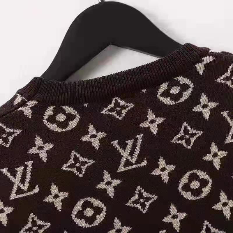 Louis Vuitton LV Women Full Monogram Jacquard Crew Neck Cotton Black