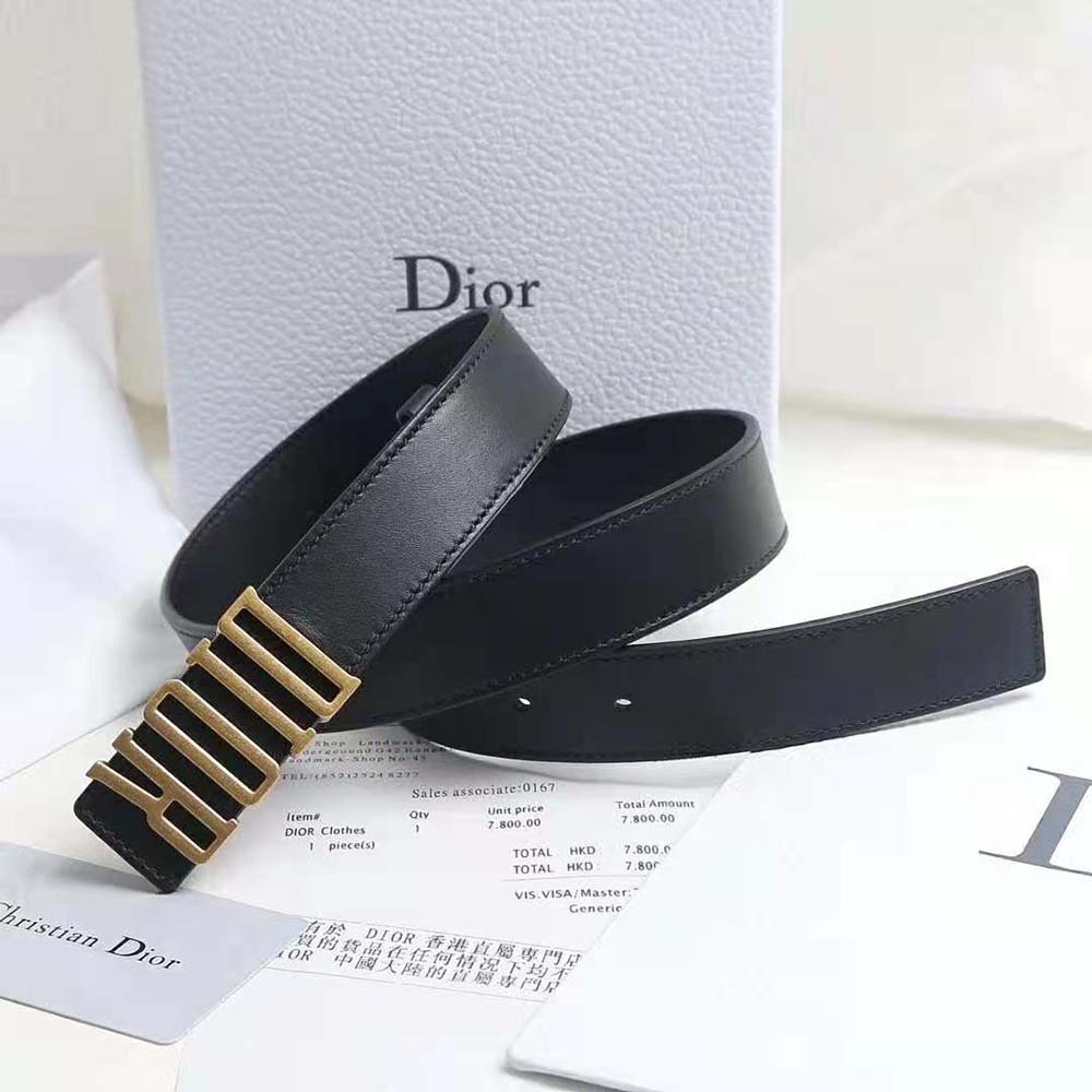 Dior Women D-Fence Belt Black Smooth Calfskin 30 MM