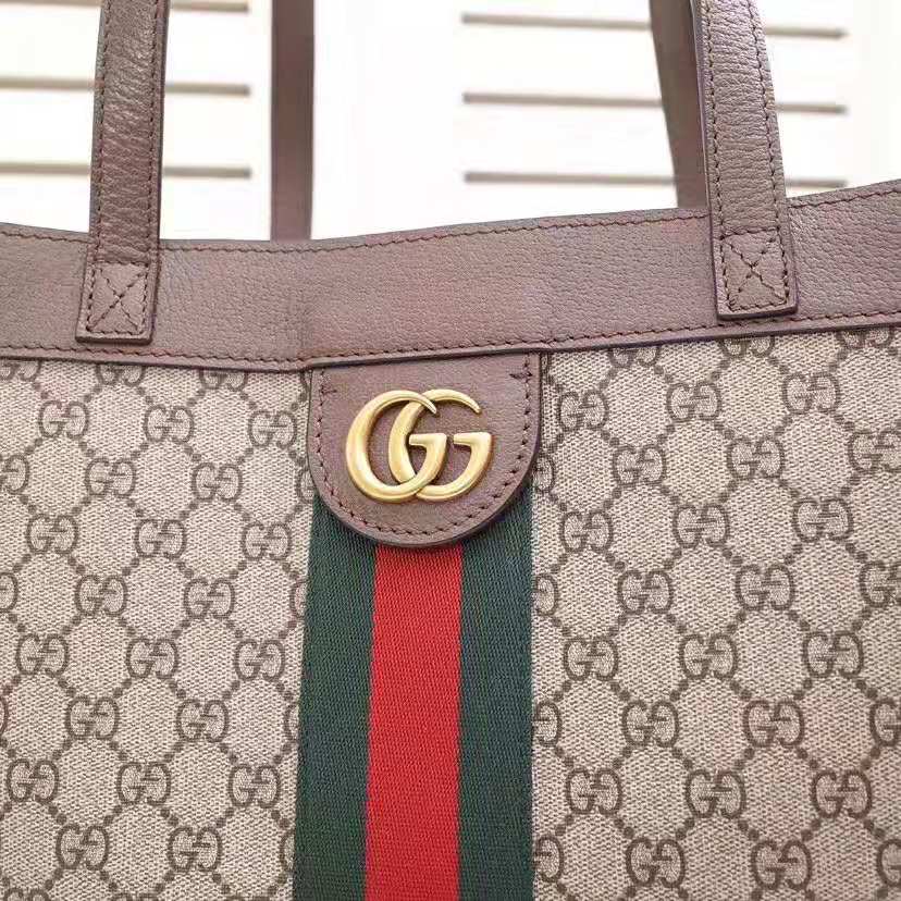 Gucci GG Unisex Ophidia GG Tote in Beige/Ebony GG Supreme Canvas