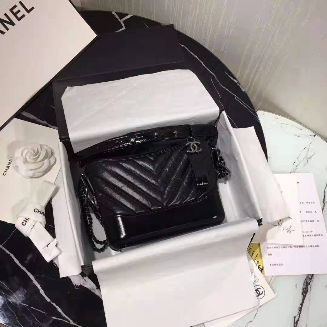 Chanel Women Chanel’s Gabrielle Small Hobo Bag in Aged and Smooth Calfskin-Black