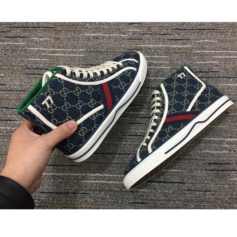 Gucci Unisex Gucci Tennis 1977 Sneaker Navy Rubber Sole Flat 2 Cm Heel