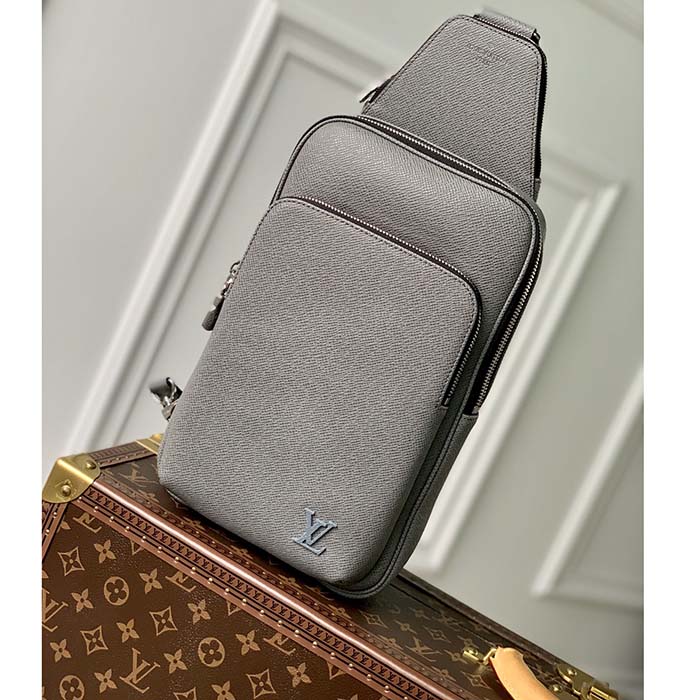Louis Vuitton LV Unisex Avenue Sling Bag Grey Glacier Taiga Cowhide Leather