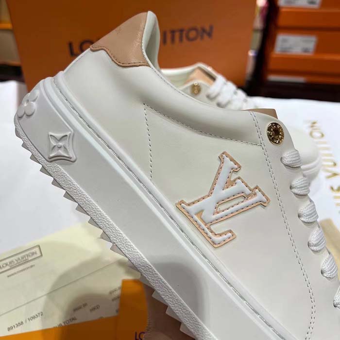 Louis Vuitton Unisex LV Time Out Sneaker Calf Leather Rubber Initials Monogram Flowers