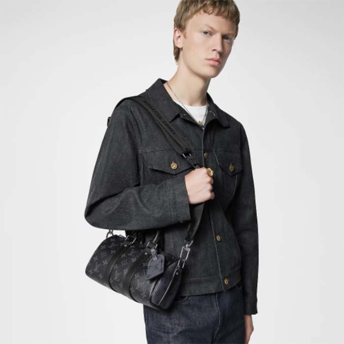 Louis Vuitton LV Unisex Keepall Bandoulière 25 Monogram Eclipse Reverse Coated Canvas