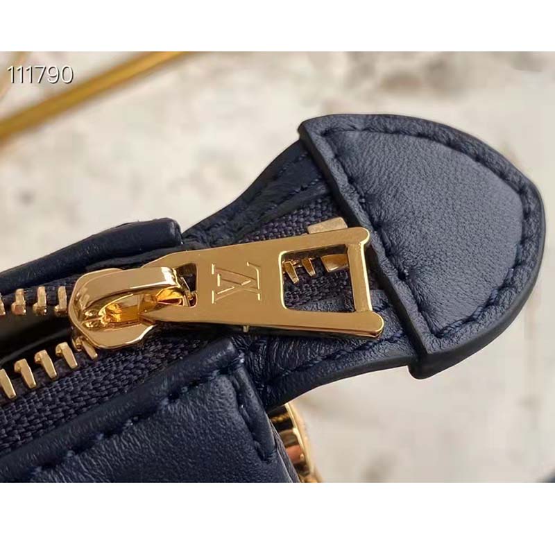 Louis Vuitton LV Unisex Coussin PM Handbag Navy Blue Denim-Printed Lambskin