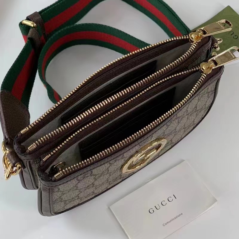 Gucci Women Blondie GG Mini Bag Beige Ebony GG Supreme Canvas