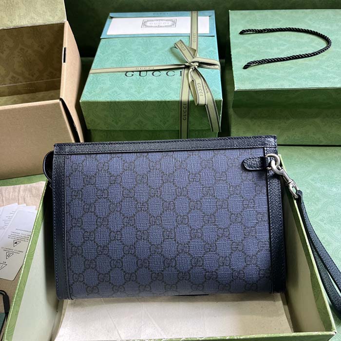 Gucci Unisex Ophidia GG Pouch Blue Dark Blue GG Supreme Canvas Double G