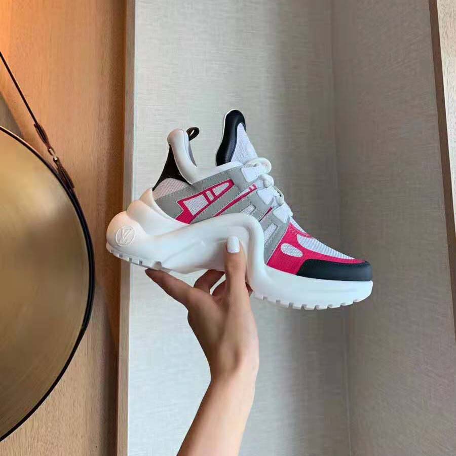 Louis Vuitton LV Unisex LV Archlight Sneaker in Technical Fabric and Monogram Canvas-Pink