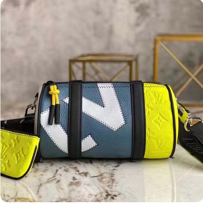 Louis Vuitton LV Unisex Polochon Yellow Monogram Embossed Taurillon Cowhide Leather