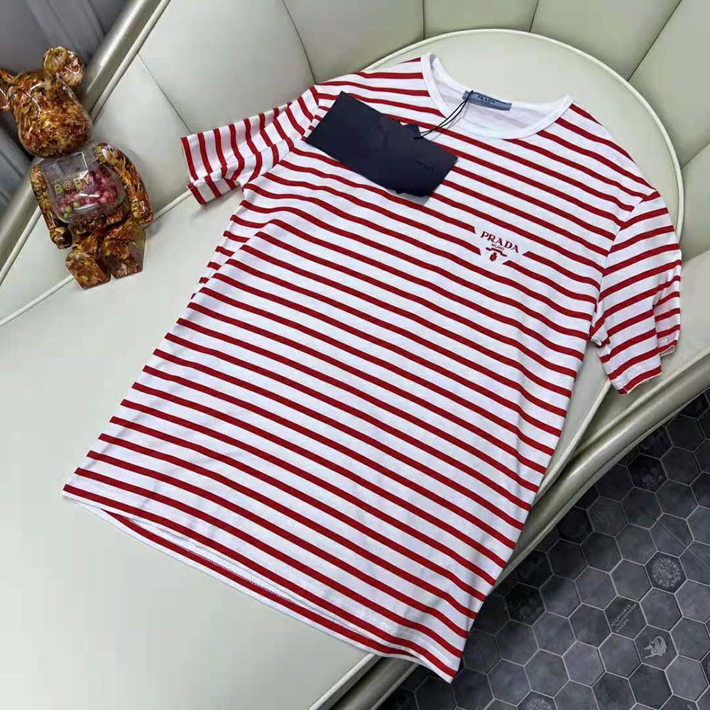 Prada Women Printed Interlock T-shirt-Red