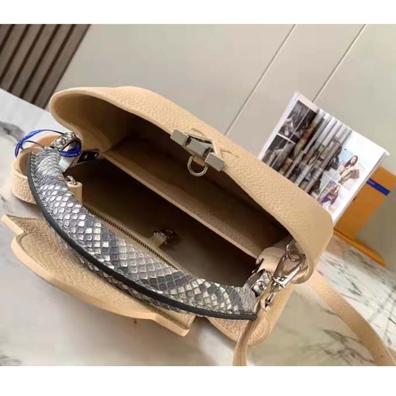 Louis Vuitton LV Women Capucines MM Handbag Grey Taurillon Cowhide
