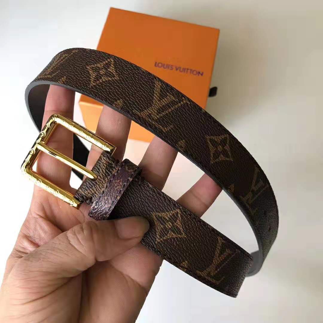 Louis Vuitton LV Unisex Daily LV 30mm Belt in Monogram Canvas-Brown