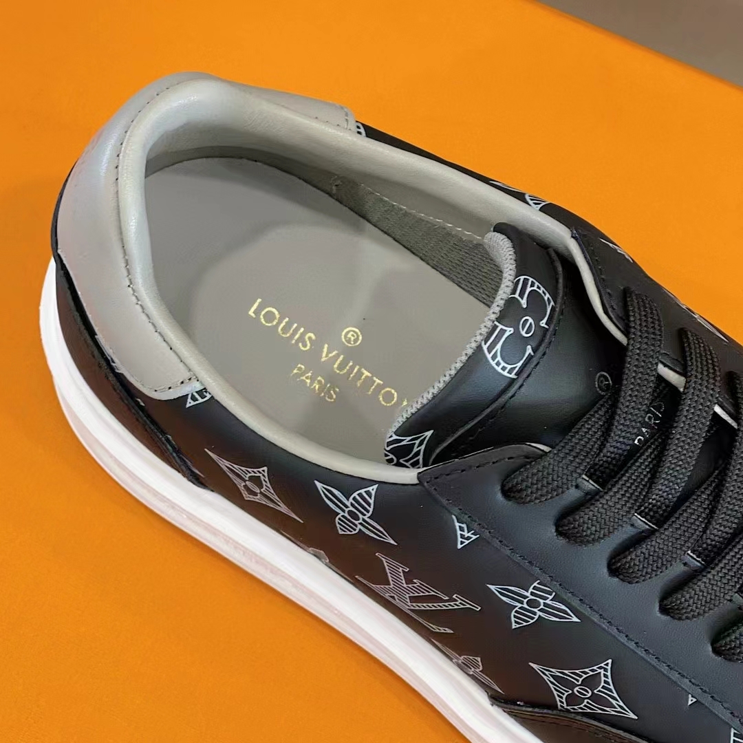 Louis Vuitton Unisex Beverly Hills Sneaker Black Monogram-Printed Calf Leather Rubber Outsole