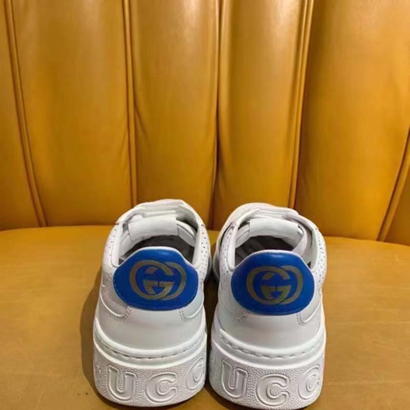 Gucci Unisex Sneaker Web White Leather Green Red Web Lace Up Flat