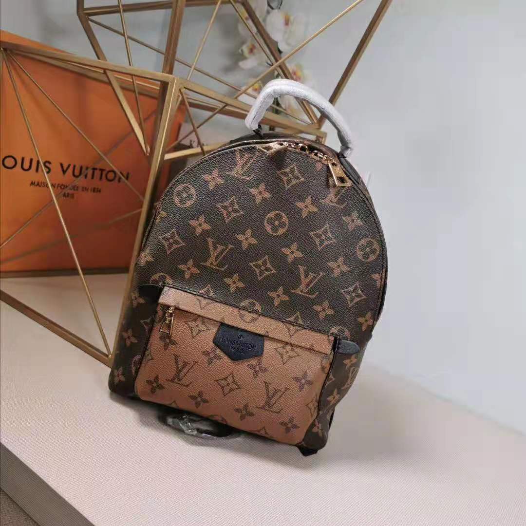 Louis Vuitton LV Women Palm Springs PM Backpack in Monogram Reverse Coated Canvas-Brown