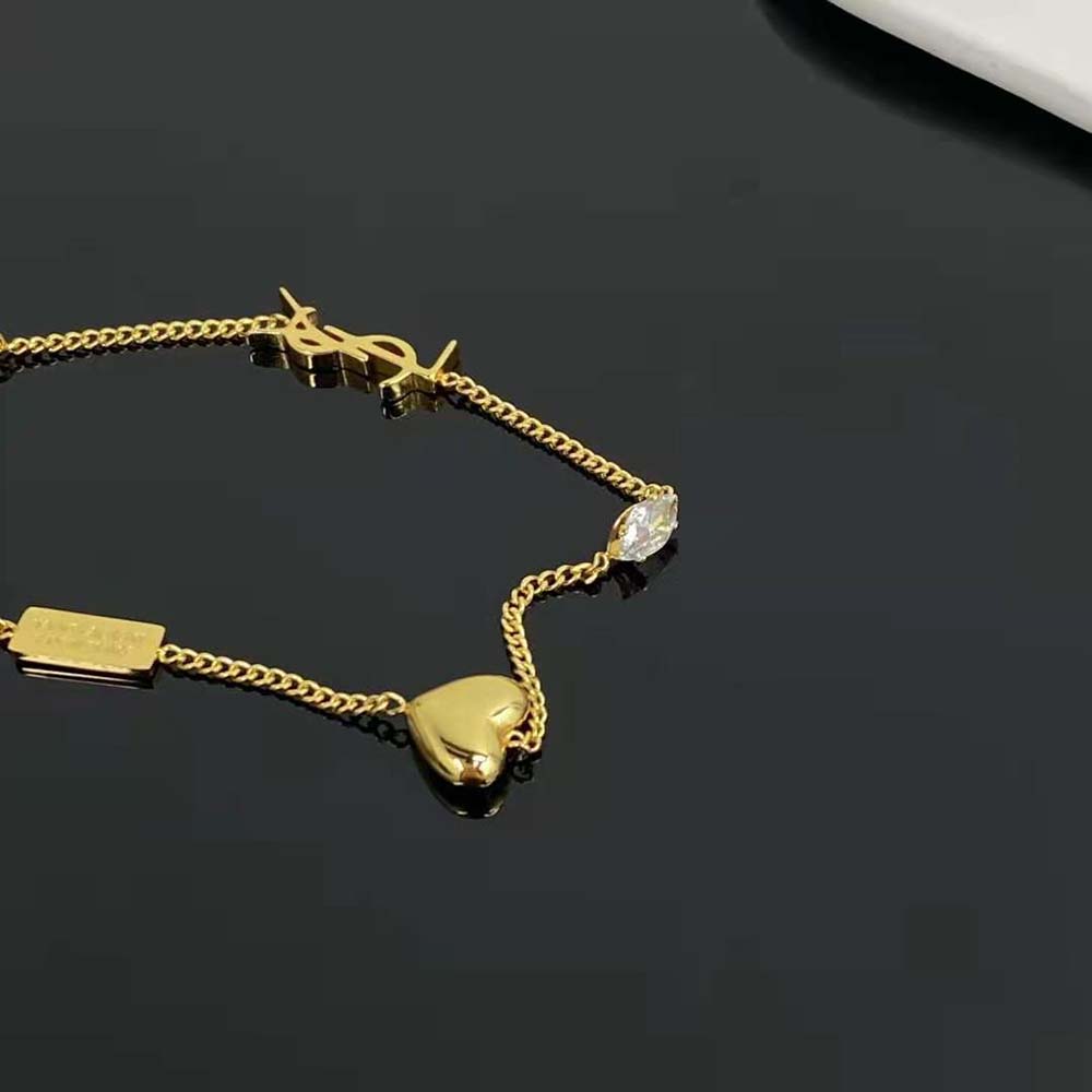 Saint Laurent YSL Women Opyum Heart Charm Bracelet in Metal