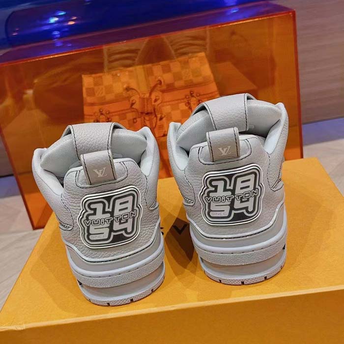 Louis Vuitton Unisex LV Skate Sneaker Grey Grained Calf Leather Rubber Outsole