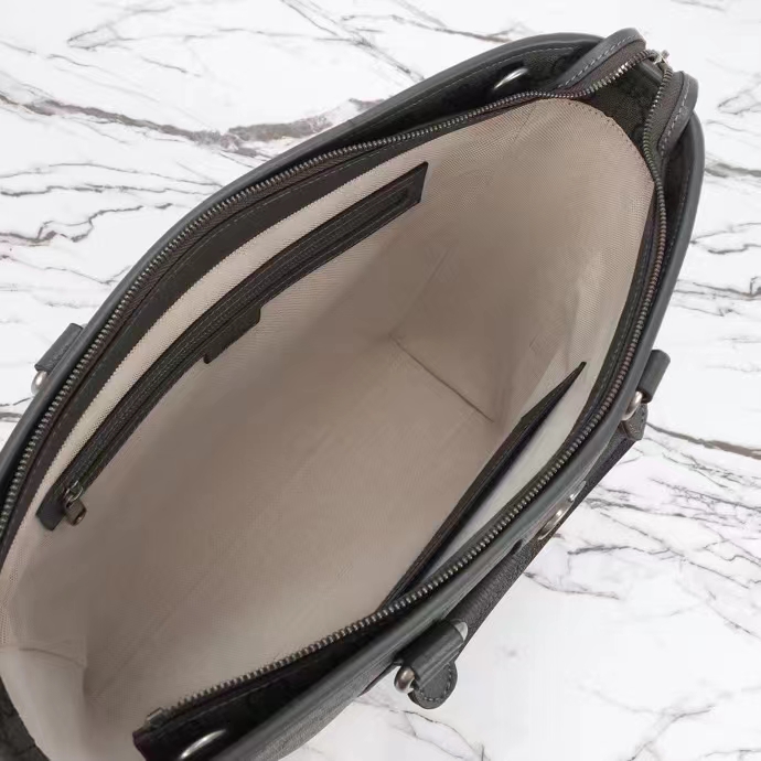 Gucci GG Unisex Ophidia Medium Tote Bag Grey Black GG Supreme Tender Canvas