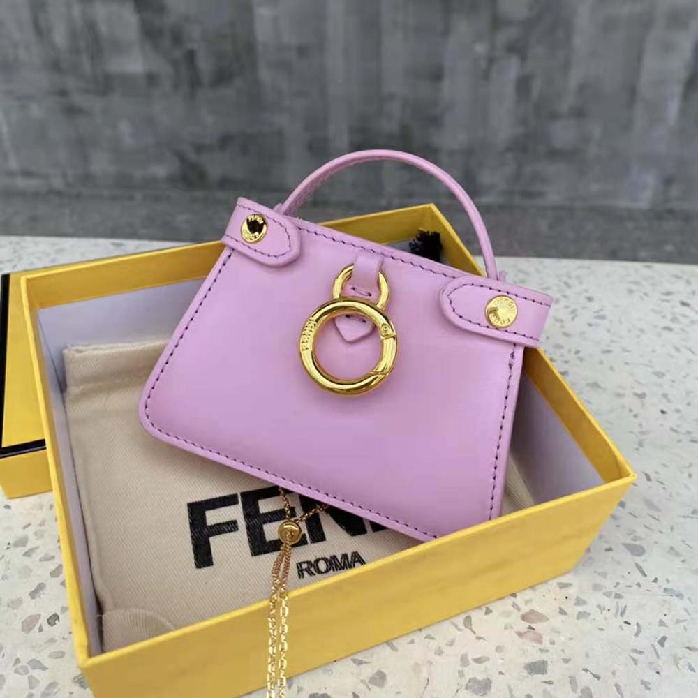 Fendi Women Pico Peekaboo Charm Light Pink Nappa Leather Charm