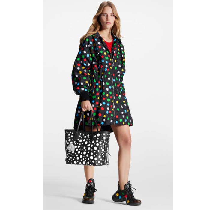 Louis Vuitton Women LVxYK Neverfull MM Tote Black White Embossed Grained Monogram Empreinte Cowhide