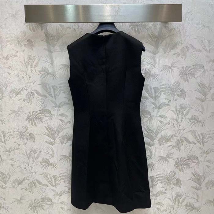 Louis Vuitton LV Women Zipper Neckline Dress Wool Silk Black 1AFGB1