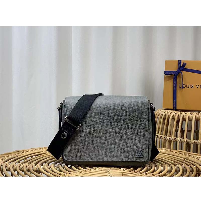 Louis Vuitton LV Men District PM Bag Glacier Taiga Cowhide Leather