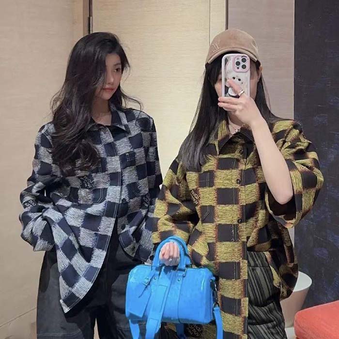 Louis Vuitton LV Women Damier Wool Overshirt Regular Fit 1AFAUN