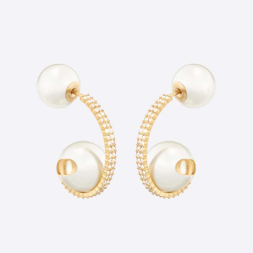 Dior Women Tribales Earrings Gold-Finish Metal with White Resin Pearls