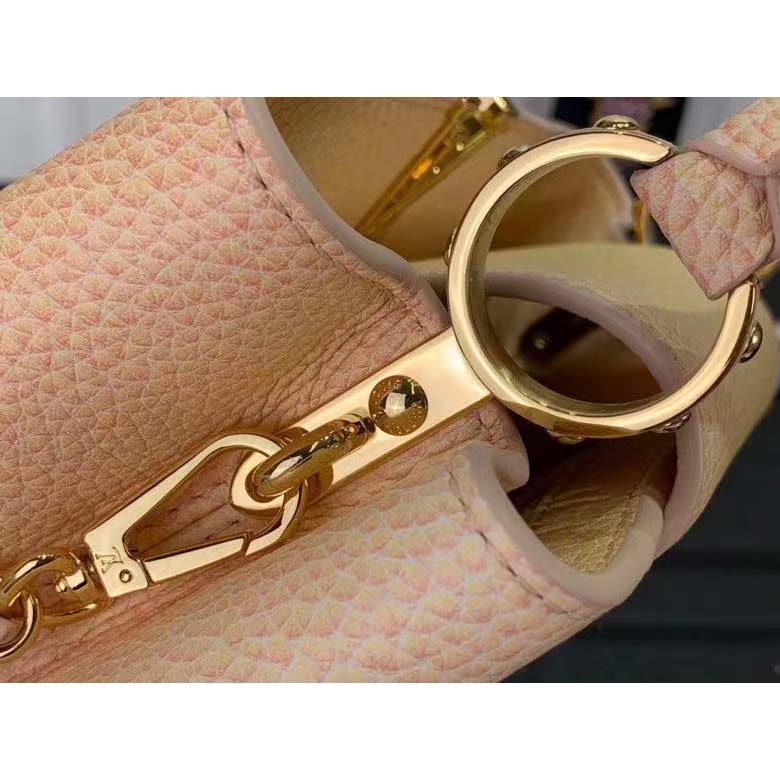 Louis Vuitton LV Women Capucines BB Handbag Yellow Taurillon Leather Shimmery